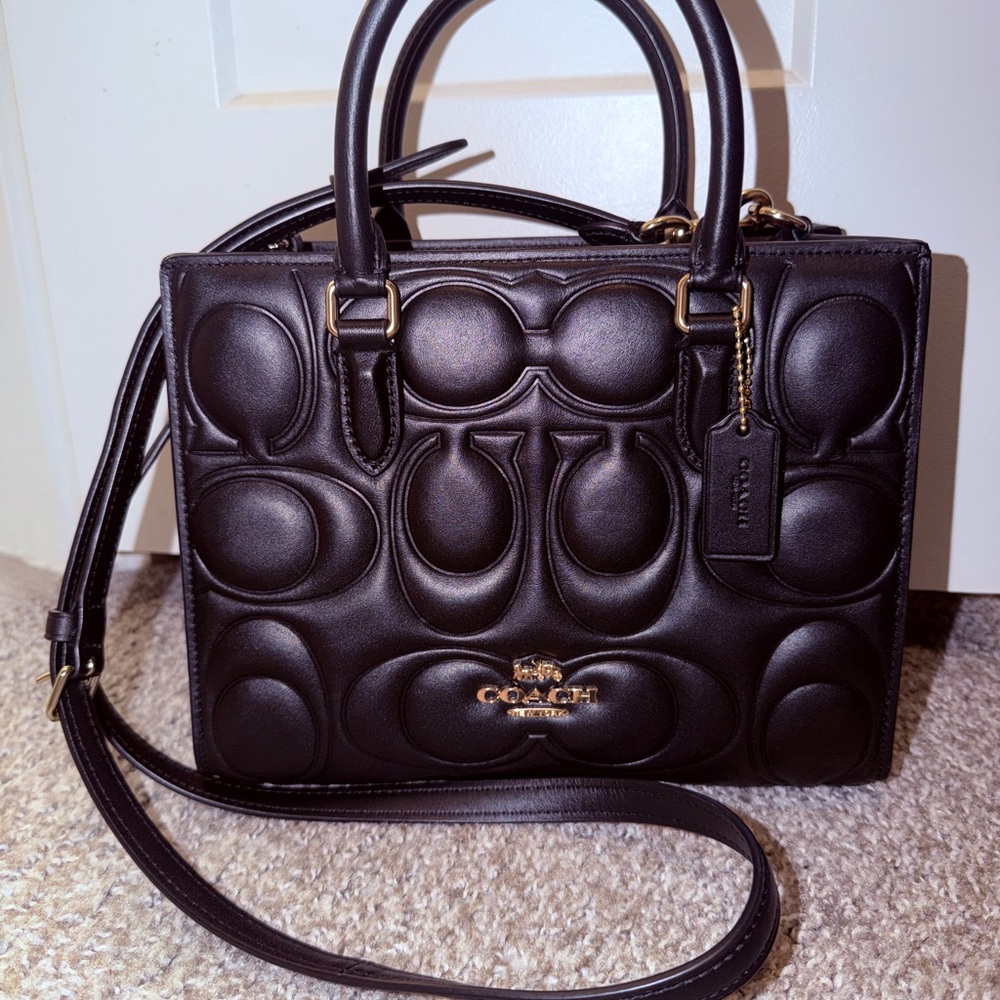 Coach Maggie Black Embossed Leather tote